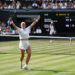 Karolina Muchova of Czechia celebrates winning match point against Coco Gauff of United States during their Ladies' Singles semifinal match on day eleven of The Championships Wimbledon 2026 at All England Lawn Tennis and Croquet Club on July 09, 2026 in London, England. (Photo by Clive Brunskill/Getty Images)
