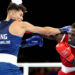 Patris Mughalzai of Team England and Abdul Wahib Omar of Team Ghana exchange punches during the Men's 65kg Round of 32 match on day one of the Glasgow 2026 Commonwealth Games at SEC Centre on July 24, 2026 in Glasgow, Scotland. (Photo by Lintao Zhang/Getty Images)