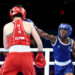 Nancy Bamfo of Team Ghana punches Nicole Clyde of Team Northern Ireland during the Women's 54kg Round of 16 match on day three of the Glasgow 2026 Commonwealth Games at SEC Centre on July 26, 2026 in Glasgow, Scotland. (Photo by James Fearn/Getty Images)