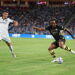 Inter Milan's midfielder Aleksandar Stankovic and Manchester City's midfielder Antoine Semenyo fight for the ball during the Asahi Super Dry Trophy football match between Manchester City and Inter Milan at Kai Tak Stadium in Hong Kong on August 1, 2026. (Photo by May JAMES / AFP via Getty Images)