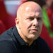 Dutch manager Arne Slot looks on ahead of the English Premier League football match between Liverpool and Brentford at Anfield in Liverpool, north west England on May 24, 2026. (Photo by Paul ELLIS / AFP via Getty Images) / RESTRICTED TO EDITORIAL USE. No use with unauthorized audio, video, data, fixture lists, club/league logos or 'live' services. Online in-match use limited to 120 images. An additional 40 images may be used in extra time. No video emulation. Social media in-match use limited to 120 images. An additional 40 images may be used in extra time. No use in betting publications, games or single club/league/player publications. /