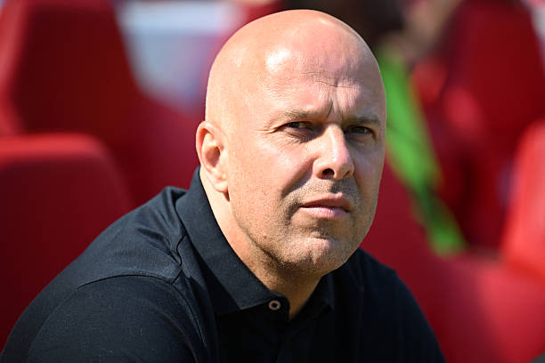 Dutch manager Arne Slot looks on ahead of the English Premier League football match between Liverpool and Brentford at Anfield in Liverpool, north west England on May 24, 2026. (Photo by Paul ELLIS / AFP via Getty Images) / RESTRICTED TO EDITORIAL USE. No use with unauthorized audio, video, data, fixture lists, club/league logos or 'live' services. Online in-match use limited to 120 images. An additional 40 images may be used in extra time. No video emulation. Social media in-match use limited to 120 images. An additional 40 images may be used in extra time. No use in betting publications, games or single club/league/player publications. /