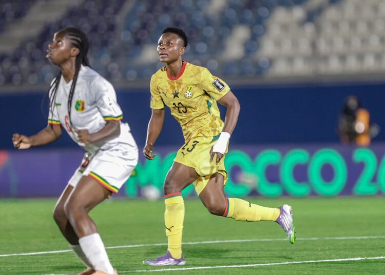 Black Queens striker Evelyn Badu in action against Mali. Photo Courtesy: Black Queens x