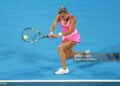 Sara Bejlek of Czechia returns a shot during a match against Aryna Sabalenka on day nine of the Cincinnati Open at Lindner Family Tennis Center on August 19, 2026 in Mason, Ohio. (Photo by Emilee Chinn/Getty Images)