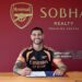 Bruno Guimaraes signs for Arsenal (Photo by David Price/Arsenal FC via Getty Images)