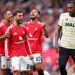 Bruno Fernandes of Manchester United celebrates after scoring a penalty to make it 3-1 during the Premier League 2026/27 match between Manchester United and Ipswich Town at Old Trafford on August 30, 2026 in Manchester, United Kingdom. (Photo by Robbie Jay Barratt - AMA/Getty Images)