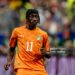 Yan Diomande of Ivory Coast during the 2026 World Cup match between Ivory Coast and Norway (Photo by Stefan Koops/EYE4IMAGES/NurPhoto via Getty Images)