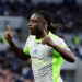 Jeremy Doku of Manchester City celebrates scoring his team's first goal during the Premier League match between Everton and Manchester City at Hill Dickinson Stadium on May 04, 2026 in Liverpool, England. (Photo by Stu Forster/Getty Images)