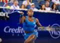 Coco Gauff of the United States in action against Marta Kostyuk of Ukraine in the quarter-final on Day 11 of the Cincinnati Open (Photo by Robert Prange/Getty Images)