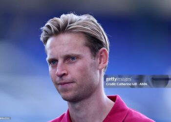 Frenkie de Jong of FC Barcelona ahead of the during the pre-season friendly match between Birmingham City and FC Barcelona (Photo by Catherine Ivill - AMA/Getty Images)
