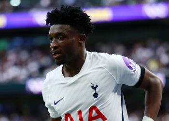 Mohammed Kudus of Tottenham Hotspur looks on during the Premier League 2026/27 match between Tottenham Hotspur and Newcastle United (Photo by Clive Mason/Getty Images)