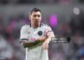 Lionel Messi #10 of Inter Miami CF reacts during the MLS match between Inter Miami CF and Columbus Crew (Photo by Rich Storry/Getty Images)