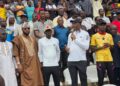 Asawase MP Mohammed Muntaka Mubarak addresses crowd at commissioning of Dogo Moro Mini Stadium