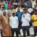 Asawase MP Mohammed Muntaka Mubarak addresses crowd at commissioning of Dogo Moro Mini Stadium