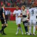 Jamal Musiala of FC Bayern München leaves the pitch after medical treatment during the preseason friendly match between 1. FC Heidenheim and FC Bayern München (Photo by Christian Kaspar-Bartke/Getty Images)