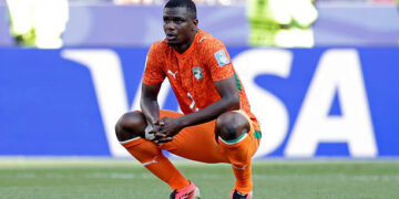 Ousmane Diomande of Ivory Coast  during the  World Cup match between Curacao  v Ivory Coast at the Philadelphia Stadium on June 25, 2026 in Philadelphia United States (Photo by Marcel Bonte/Soccrates/Getty Images)