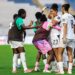 Josephine Bonsu (23) celebrates with teammates after beating Cote D'Ivoire in Playoff Game Photo Courtesy: GFA