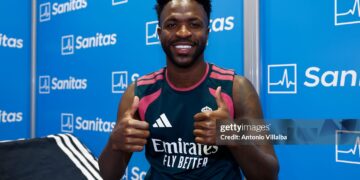 Vinicius Junior player of Real Madrid at his medical examination (Photo by Antonio Villalba/Real Madrid via Getty Images)