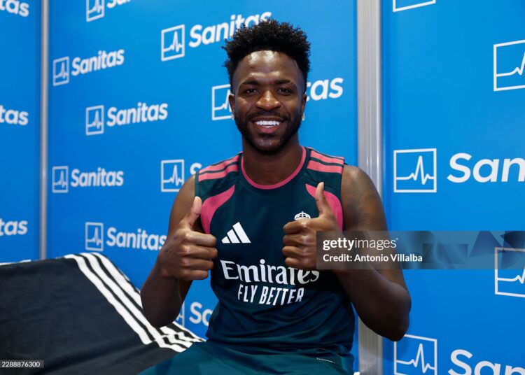 Vinicius Junior player of Real Madrid at his medical examination (Photo by Antonio Villalba/Real Madrid via Getty Images)