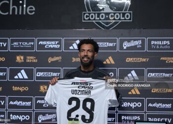 Cape Verde's goalkeeper Vozinha holds his uniform during his presentation as a new Colo Colo player at Monumental Stadium in Santiago on August 4, 2026. Vozinha, goalkeeper and one of the standout players of Cape Verde's surprising run at the 2026 World Cup (Photo by Rodrigo ARANGUA / AFP via Getty Images)