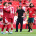A dejected Andoni Iraola manager / head coach of Liverpool at full time during the during the pre-season friendly match between Liverpool FC and AS Monaco at Anfield on August 9, 2026 in Liverpool, England. (Photo by Robbie Jay Barratt - AMA/Getty Images)