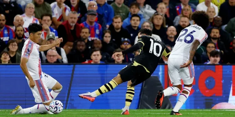 Rayan Cherki scores the second goal. Photo Courtesy: Getty Images