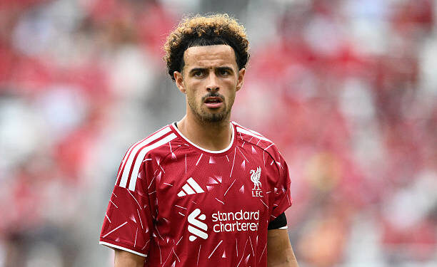 Curtis Jones #17 of Liverpool looks on during the first half of the pre-season friendly match between Liverpool FC and Sunderland AFC at GEODIS Park on July 25, 2026 in Nashville, Tennessee. (Photo by Bill Barrett/ISI Photos/ISI Photos via Getty Images)