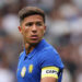 Enzo Fernandez of Chelsea reacts during the pre-season friendly match between Chelsea and Real Sociedad  at Stamford Bridge on August 15, 2026 in London, England. (Photo by Ryan Pierse/Getty Images)