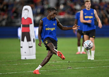 Nicolas Jackson of Chelsea during a training session (Photo by Darren Walsh/Chelsea FC via Getty Images)