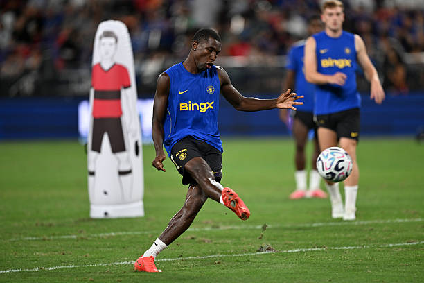 Nicolas Jackson of Chelsea during a training session (Photo by Darren Walsh/Chelsea FC via Getty Images)
