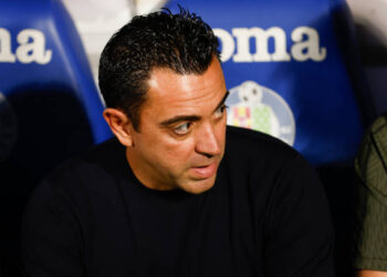 Xavi Hernandez, Past head coach of FC Barcelona, looks on during the spanish league, La Liga EA Sports, football match played between Getafe CF and FC Barcelona at Coliseum Alfonso Perez stadium on August 13, 2023, in Getafe, Madrid, Spain. (Photo By Oscar J. Barroso/Europa Press via Getty Images)