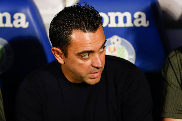 Xavi Hernandez, Past head coach of FC Barcelona, looks on during the spanish league, La Liga EA Sports, football match played between Getafe CF and FC Barcelona at Coliseum Alfonso Perez stadium on August 13, 2023, in Getafe, Madrid, Spain. (Photo By Oscar J. Barroso/Europa Press via Getty Images)