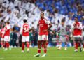 Gabriel of Arsenal looks on following the team's defeat at the end of the Premier League 2026/27 match between Brighton & Hove Albion and Arsenal FC (Photo by Clive Rose/Getty Images)