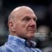 LA Clippers owner Steve Ballmer sits on the sideline before an NBA basketball game against the San Antonio Spurs (Eric Thayer / Los Angeles Times via Getty Images)