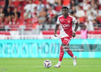 Lamine CAMARA of Monaco during the Ligue 1 McDonald's match between Monaco and Marseille (Photo by Daniel Derajinski/Icon Sport via Getty Images)