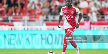 Lamine CAMARA of Monaco during the Ligue 1 McDonald's match between Monaco and Marseille (Photo by Daniel Derajinski/Icon Sport via Getty Images)