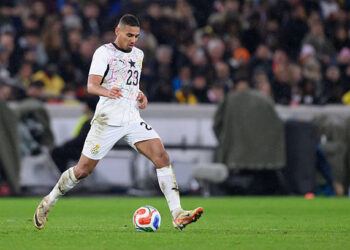 Alexander Djiku of Ghana n action during the international friendly match between Germany and Ghana at MHP Arena on March 30, 2026 in Stuttgart, Germany. (Photo by Christian Kaspar-Bartke/Getty Images)