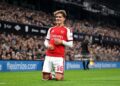 Max Dowman of Arsenal celebrates scoring his team’s first goal during the Carabao Cup Third Round match between Ipswich Town and Arsenal (Photo by David Price/Arsenal FC via Getty Images)