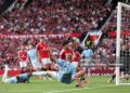 Erling Braut Haaland of Manchester City scores their side's first goal during the Premier League 2026/27 match between Manchester United and Manchester City at Old Trafford on September 13, 2026 in Manchester, England. (Photo by Alex Livesey - Danehouse/Getty Images)