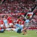 Erling Braut Haaland of Manchester City scores their side's first goal during the Premier League 2026/27 match between Manchester United and Manchester City at Old Trafford on September 13, 2026 in Manchester, England. (Photo by Alex Livesey - Danehouse/Getty Images)