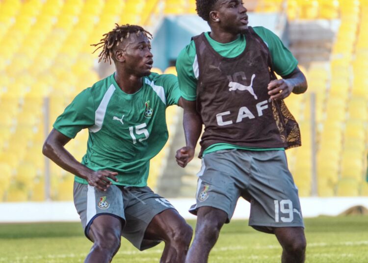 Ibrahim Sulemana, Ernest Nuamah (19) in a training session Photo Courtesy: GFA