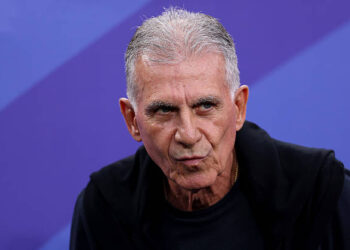 KANSAS CITY, MISSOURI - JULY 03: Carlos Queiroz, Head Coach of Ghana, looks on during the FIFA World Cup 2026 Round Of 32 match between Colombia and Ghana at Kansas City Stadium on July 03, 2026 in Kansas City, Missouri. (Photo by Luke Hales/Getty Images)