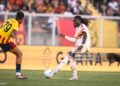 Manu Kone of AS Roma in action during the Serie A match between US Lecce and AS Roma (Photo by Fabio Rossi/AS Roma via Getty Images)