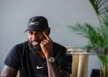 Lebron James, Owner of Team AlUla looks on during the E1 Series (Photo by Malcolm Griffiths/Getty Images)