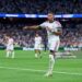 Kylian Mbappe of Real Madrid C.F. celebrates after scoring his team's first goal during the UEFA Champions League 2026/27 League Phase MD1 match between Real Madrid C.F. and Inter Milan (Photo by Mateo Villalba/Getty Images)