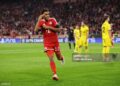 Jamal Musiala of FC Bayern Munich celebrates scoring his team’s first goal during the UEFA Champions League 2026/27 League Phase MD1 match between FC Bayern München and FK Bodo/Glimt (Photo by Alex Grimm/Getty Images)