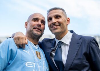Pep Guardiola with Shieck
