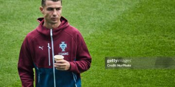 Cristiano Ronaldo of Portugal attends a national team training session at Eleda Stadion in Malmo, Sweden, on September 29, 2026. Portugal is based in Malmo ahead of its Nations League match against Denmark (Photo by Kristian Tuxen Ladegaard Berg/NurPhoto via Getty Images)