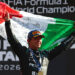 Race winner Andrea Kimi Antonelli of Italy and Mercedes AMG Petronas F1 Team celebrates on the podium with his national flag during the F1 Grand Prix of Italy at Autodromo Nazionale Monza on September 06, 2026 in Monza, Italy. (Photo by Clive Rose/Getty Images)