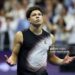 Ben Shelton of the United States celebrates after defeating Frances Tiafoe of the United States in their Men's Semifinal match on Day Thirteen of the 2026 US Open (Photo by Patrick Smith/Getty Images)